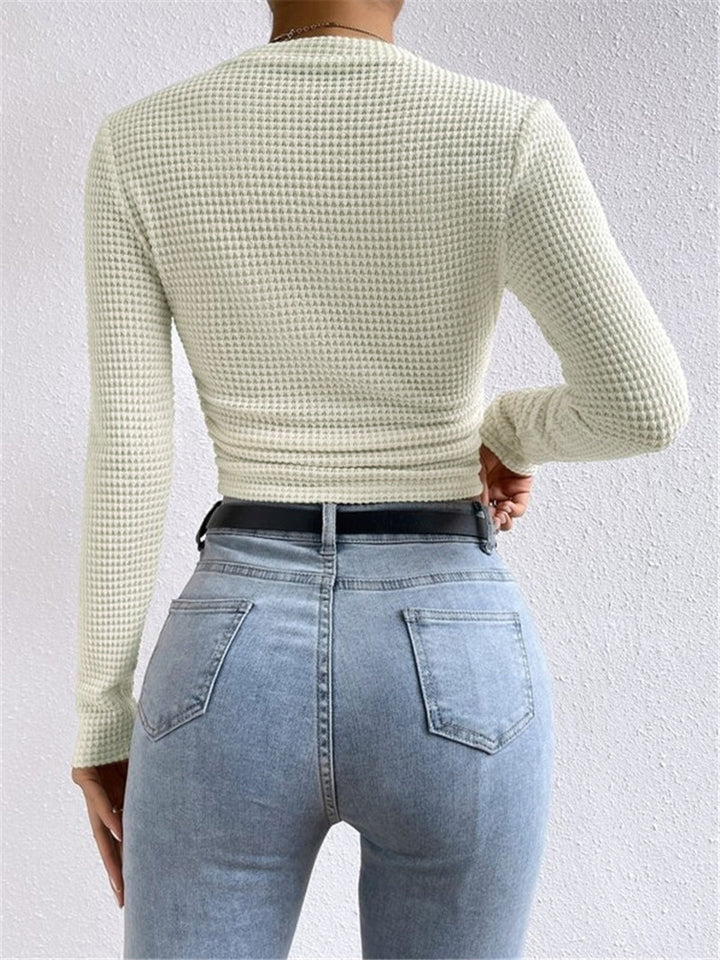 Plain Waffle Slim Sweater  Liora Lane Boutique T-Shirts