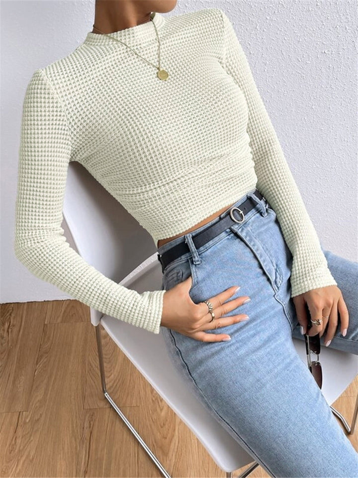 Plain Waffle Slim Sweater  Liora Lane Boutique T-Shirts