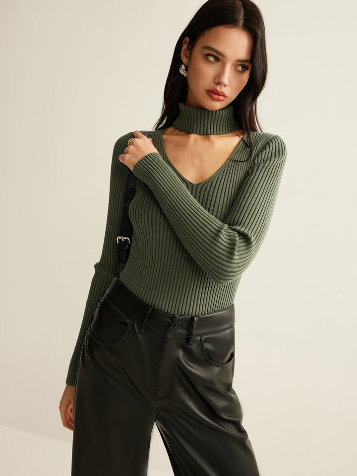 Mock Neck Skinny Knit Top  Liora Lane Boutique Knit Tops