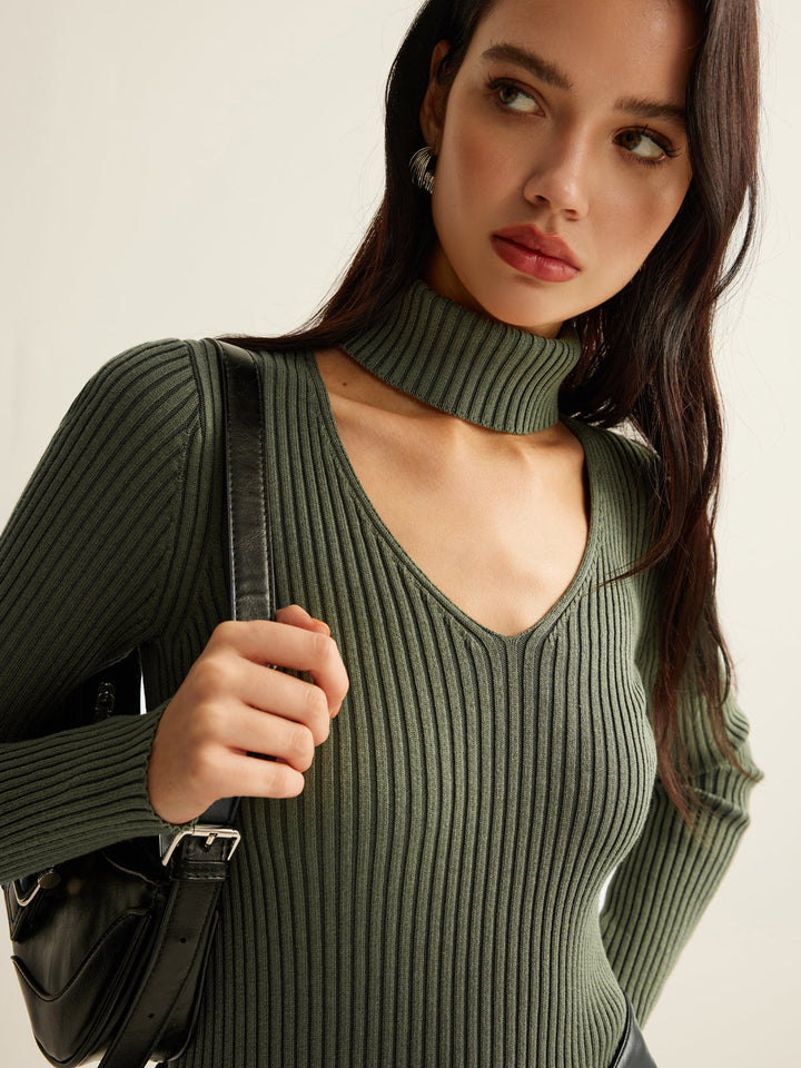 Mock Neck Skinny Knit Top  Liora Lane Boutique Knit Tops