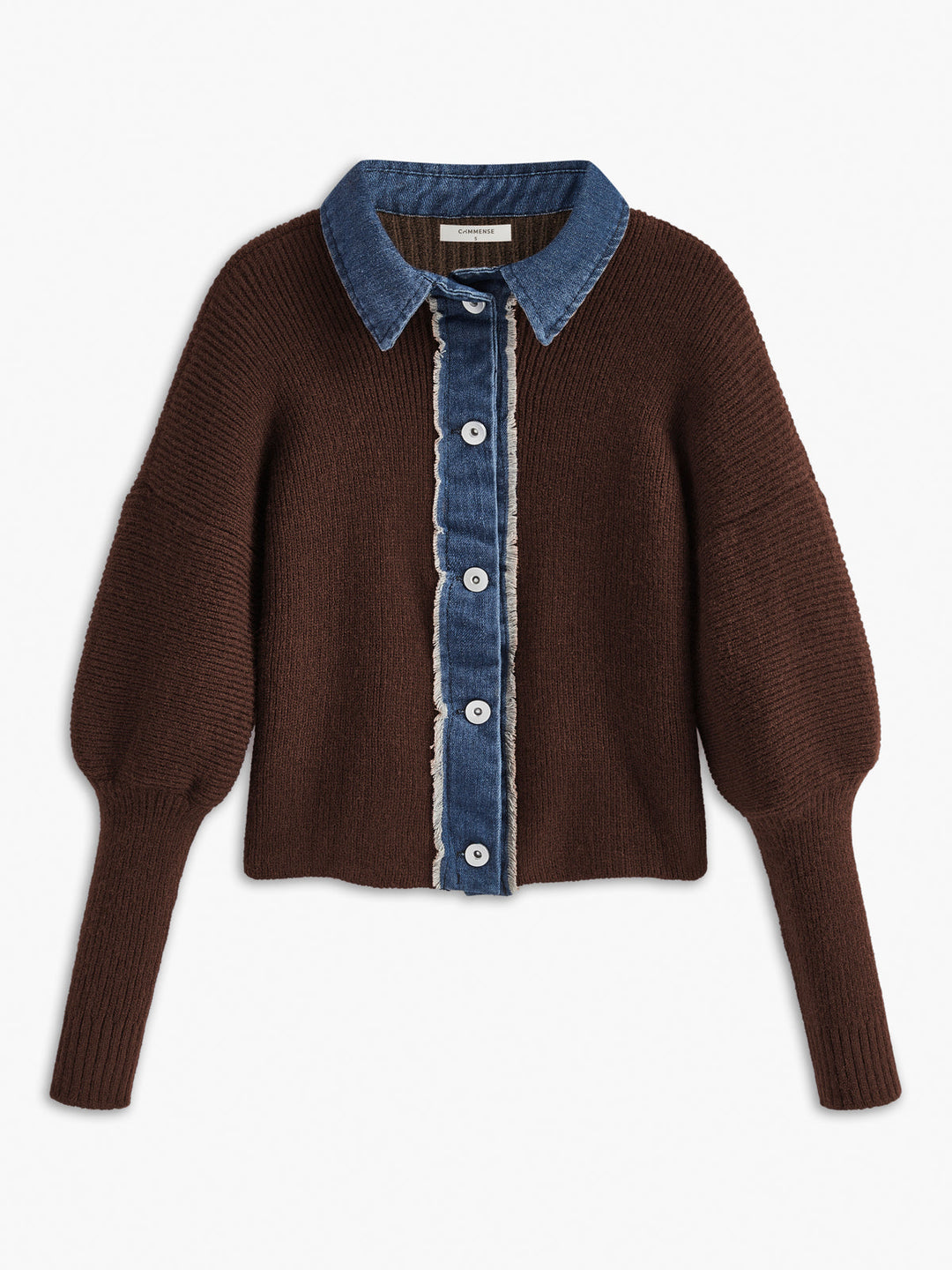 Panel Breasted Stretch Lapel Knit Top  Liora Lane Boutique Knit Tops Dark Brown / XL 59.00