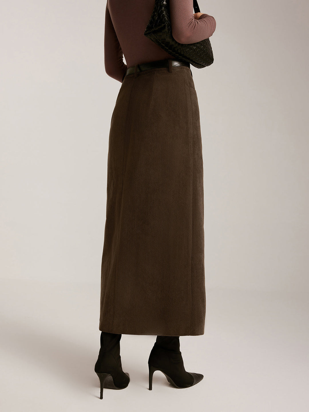Corduroy Split Belted Midi Skirt  Liora Lane Boutique Skirts