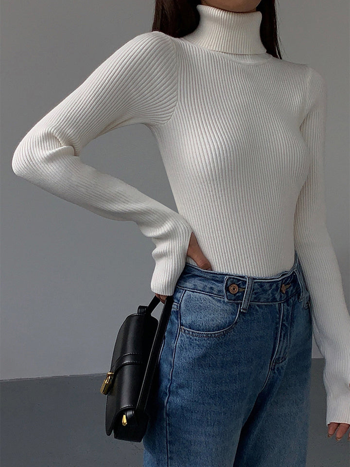 Minimalist Turtleneck Slim Knit Top  Liora Lane Boutique Knit Tops White / XL 39.00
