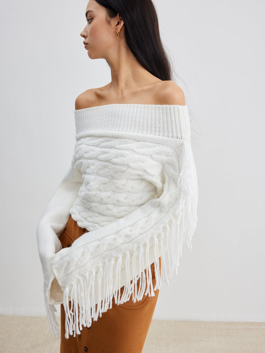 Beheme Off-Shoulder Tassel Sweater  Liora Lane Boutique Sweaters