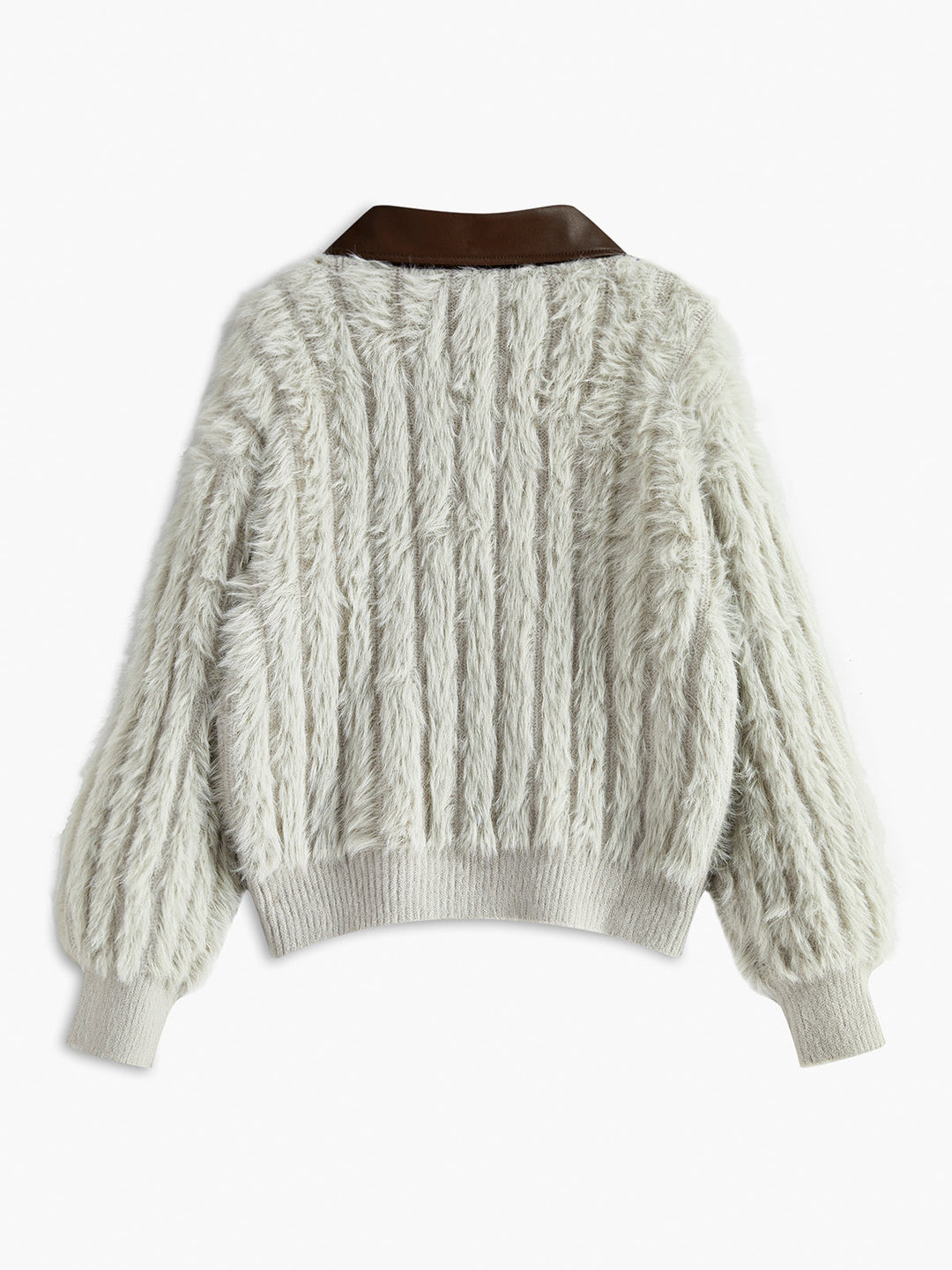 PU-Collar High Stretch Fuzzy Cardigan  Liora Lane Boutique Cardigans