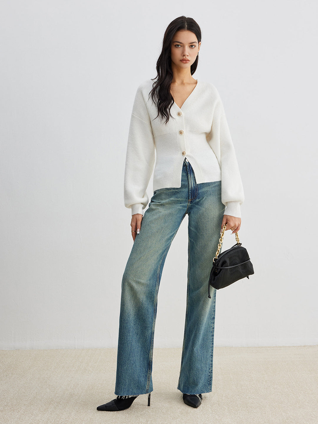 Elegant Button Slit Cinched Cardigan  Liora Lane Boutique Cardigans