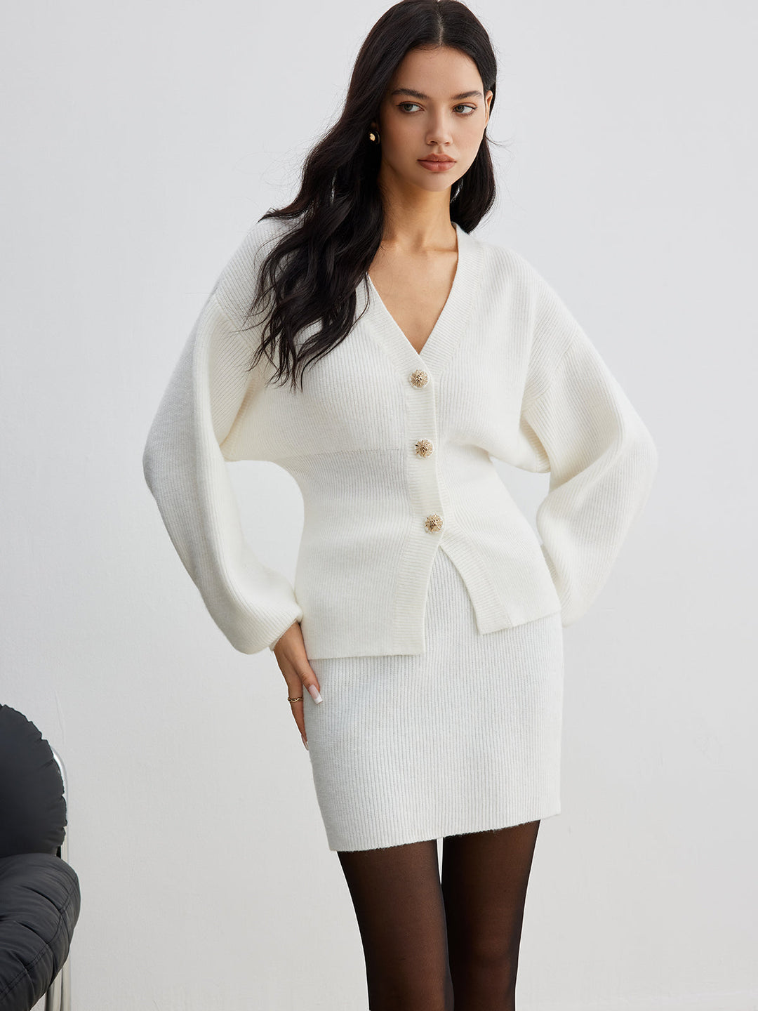 Elegant Button Slit Cinched Cardigan  Liora Lane Boutique Cardigans