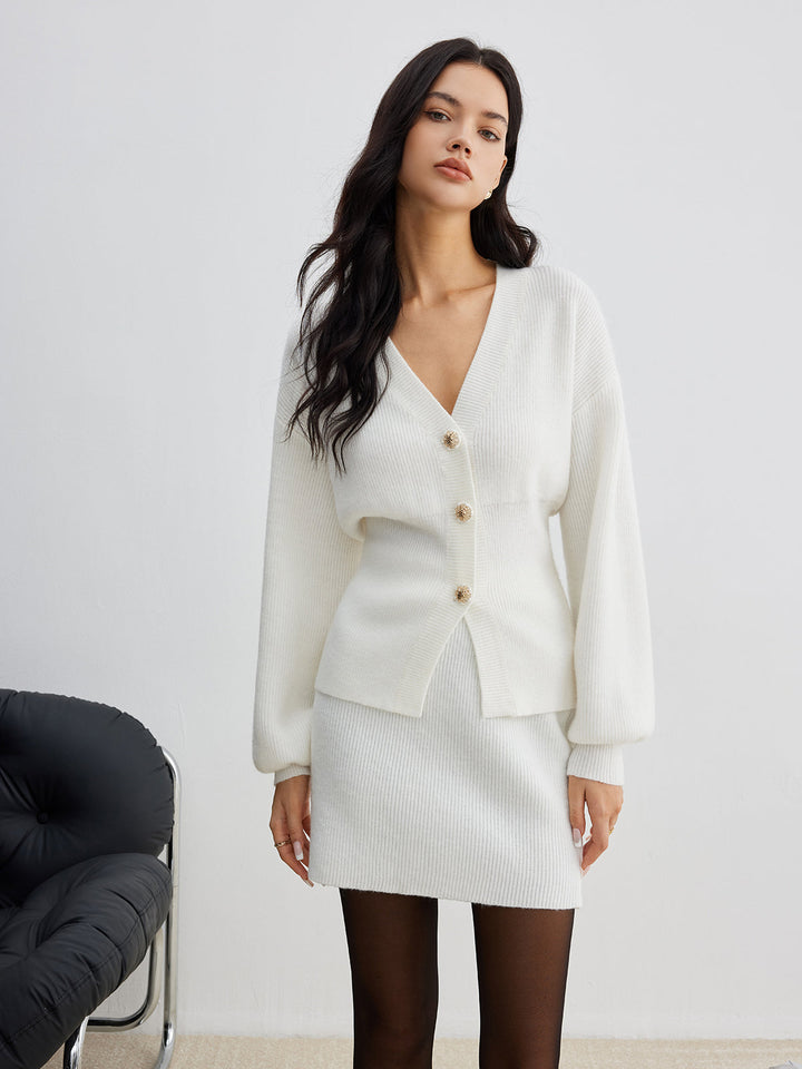 Elegant Button Slit Cinched Cardigan  Liora Lane Boutique Cardigans