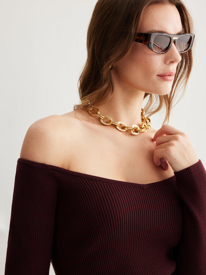 Cold-Shoulder Skinny Sweater  Liora Lane Boutique Sweaters