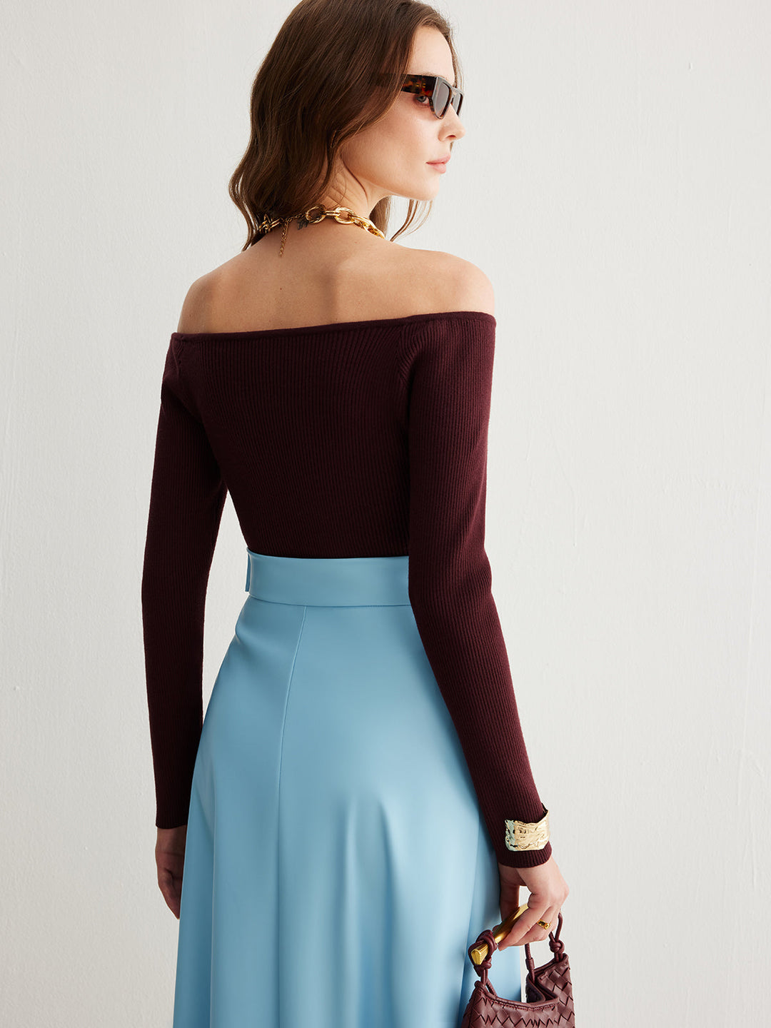 Cold-Shoulder Skinny Sweater  Liora Lane Boutique Sweaters