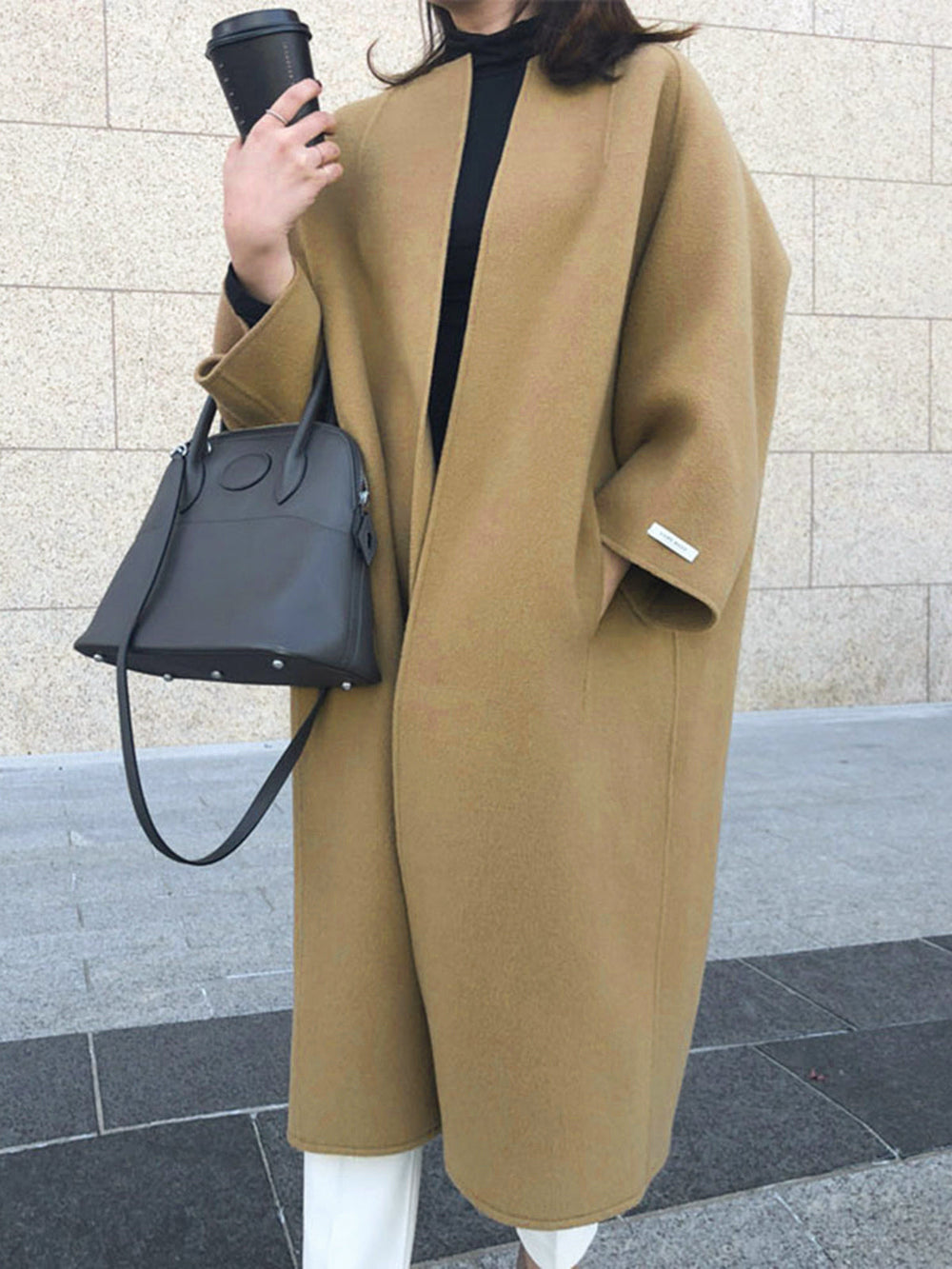 Minimalist Oversized Wool Long Coat  Liora Lane Boutique Wool Coats