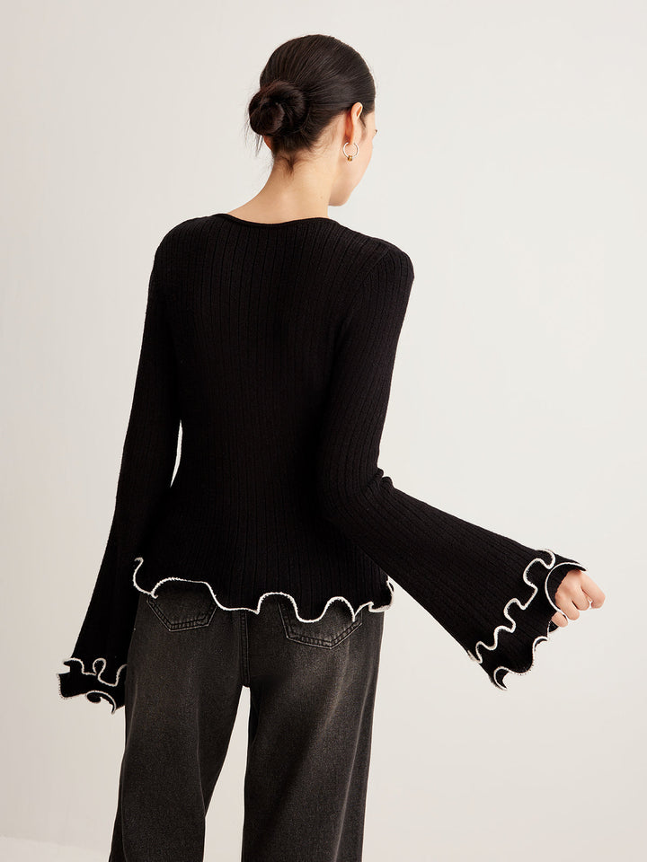 Contrast Ruffle Sweater  Liora Lane Boutique Sweaters