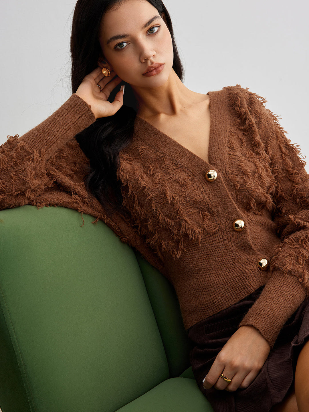 Raw Hem Button Cinched Cardigan  Liora Lane Boutique Cardigans