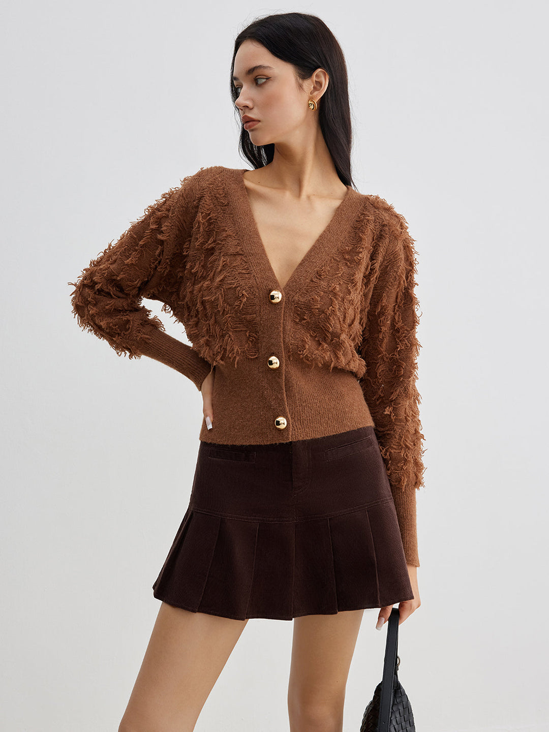 Raw Hem Button Cinched Cardigan  Liora Lane Boutique Cardigans