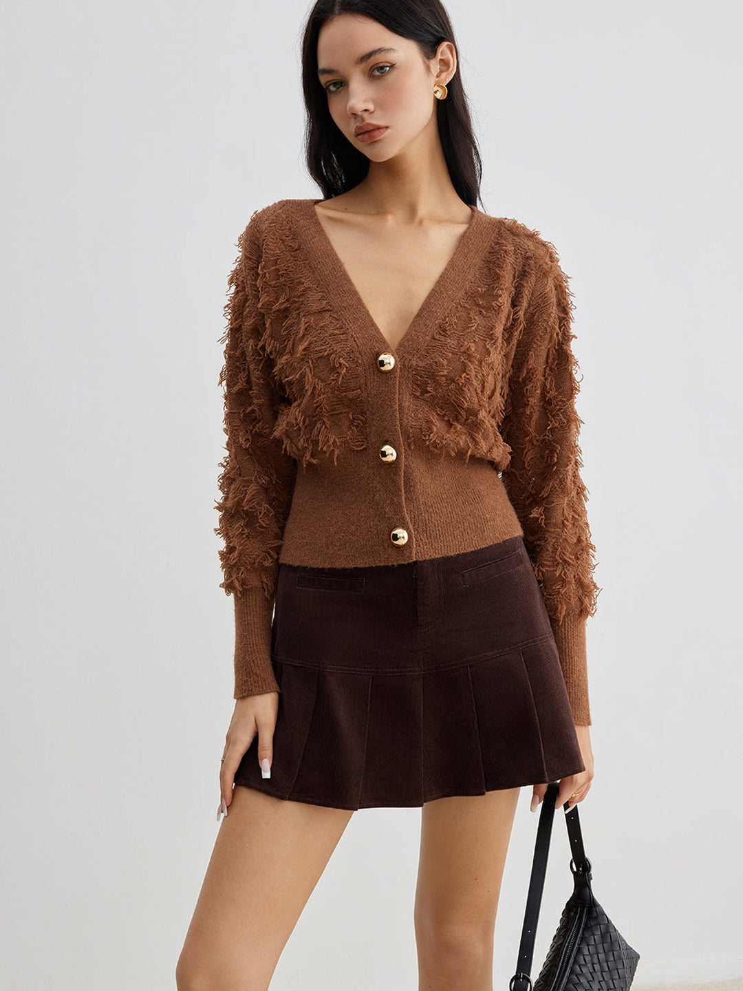 Raw Hem Button Cinched Cardigan  Liora Lane Boutique Cardigans