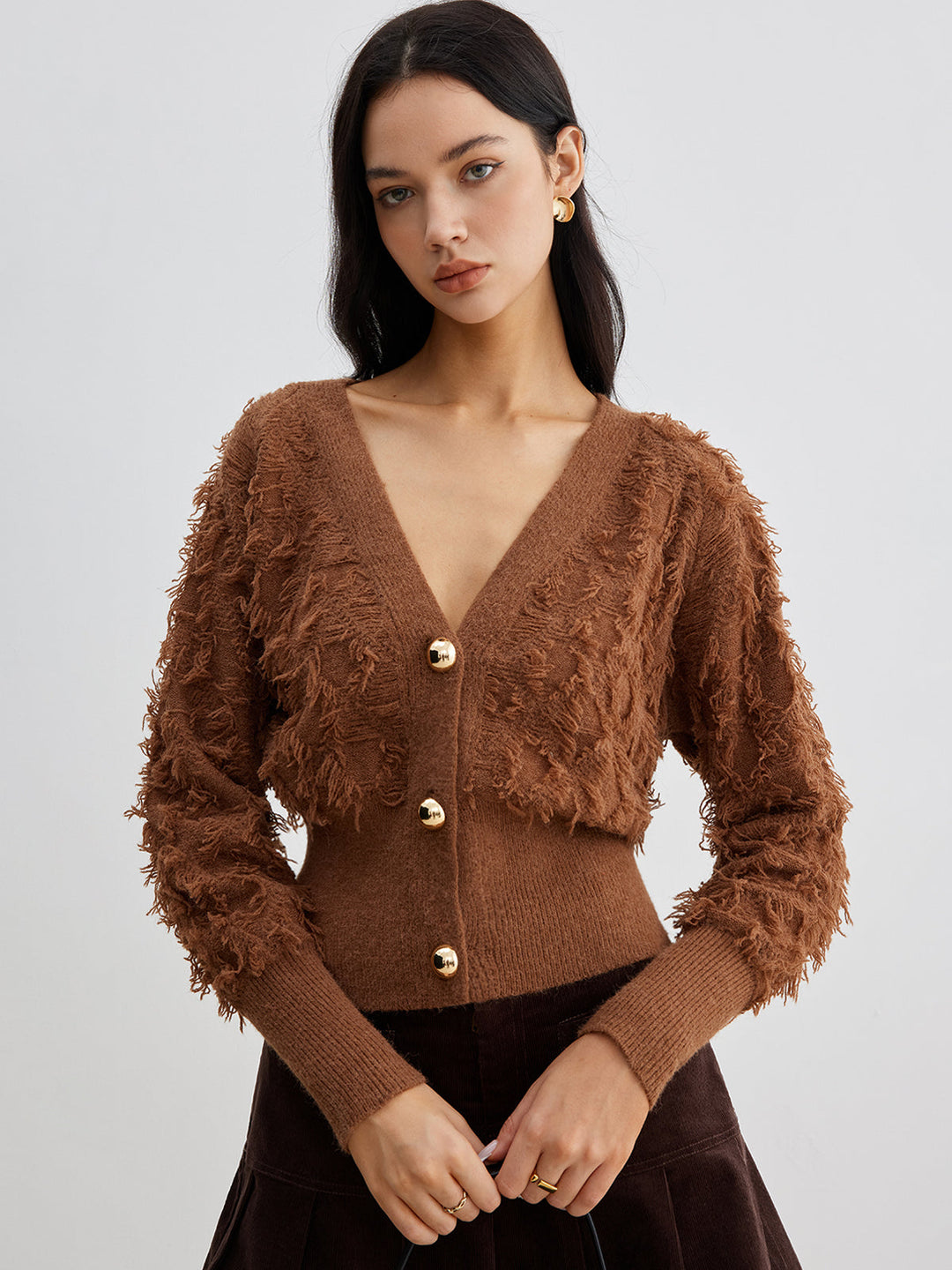 Raw Hem Button Cinched Cardigan  Liora Lane Boutique Cardigans