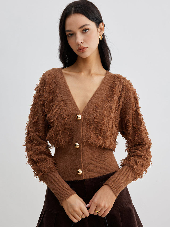 Raw Hem Button Cinched Cardigan  Liora Lane Boutique Cardigans