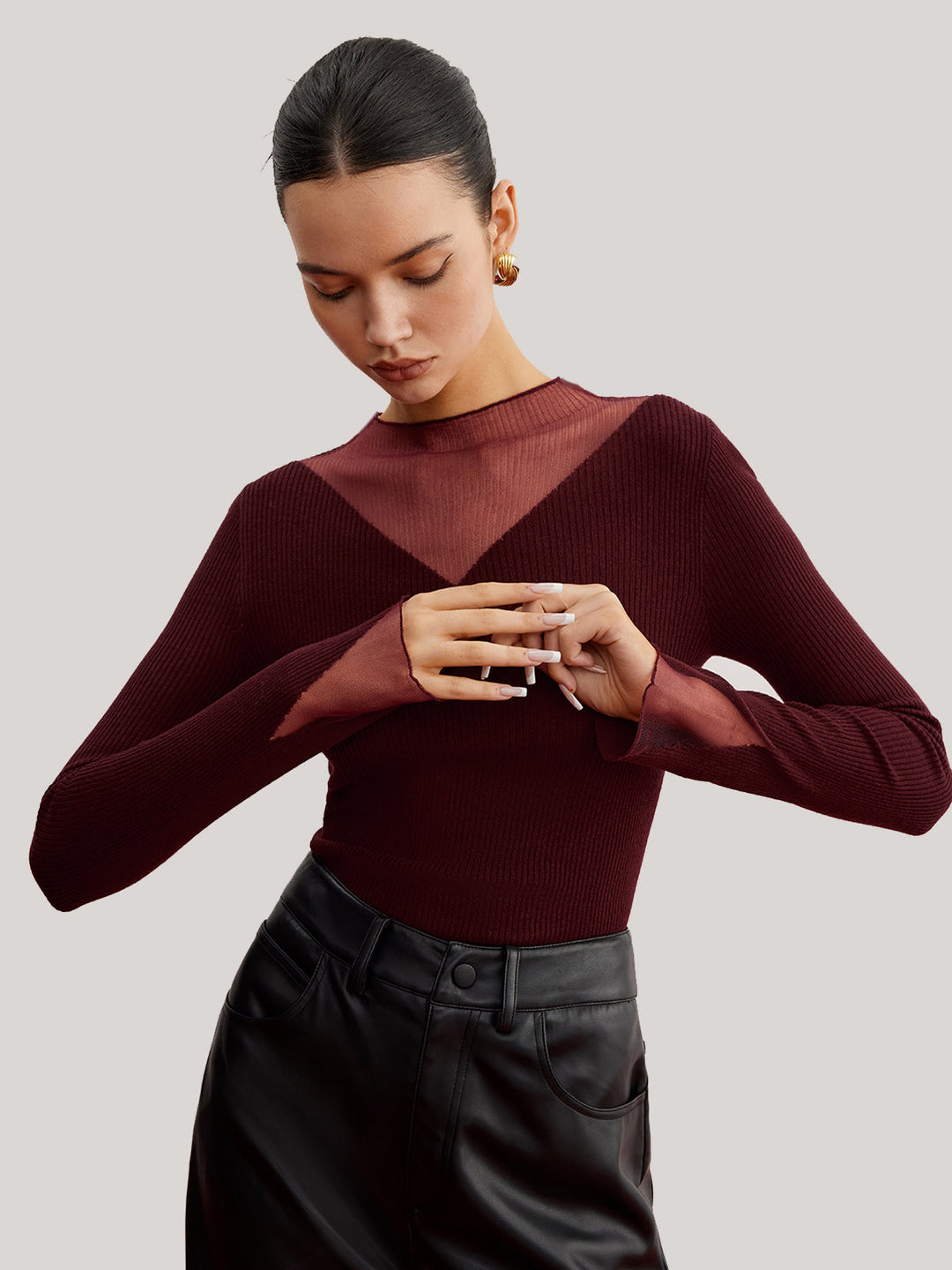 Minimalist Sheer Ribbed Stretch Sweater  Liora Lane Boutique Sweaters