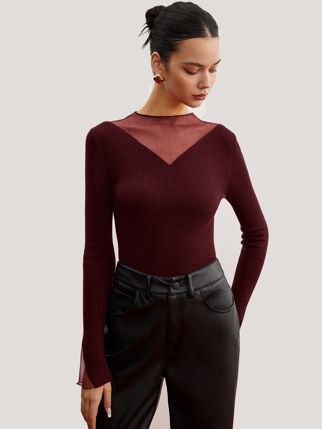 Minimalist Sheer Ribbed Stretch Sweater  Liora Lane Boutique Sweaters