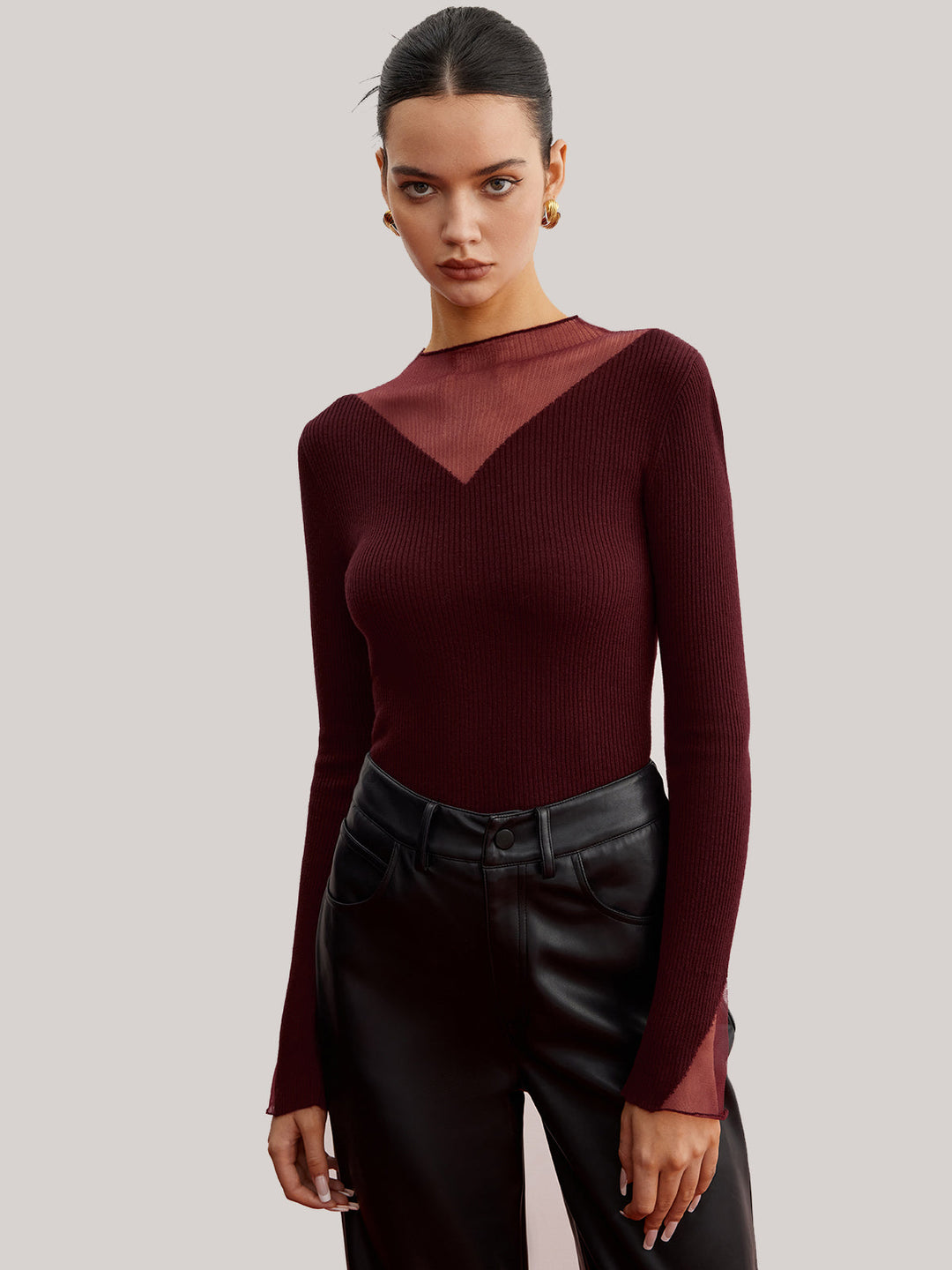 Minimalist Sheer Ribbed Stretch Sweater  Liora Lane Boutique Sweaters