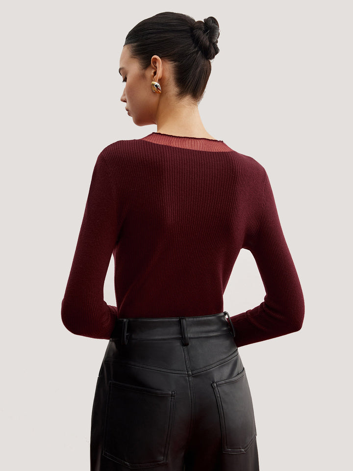Minimalist Sheer Ribbed Stretch Sweater  Liora Lane Boutique Sweaters