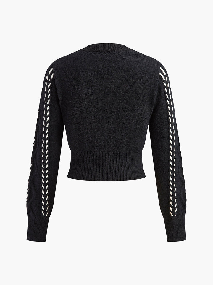 Contrast Binding Cinched Twist Sweater  Liora Lane Boutique Sweaters