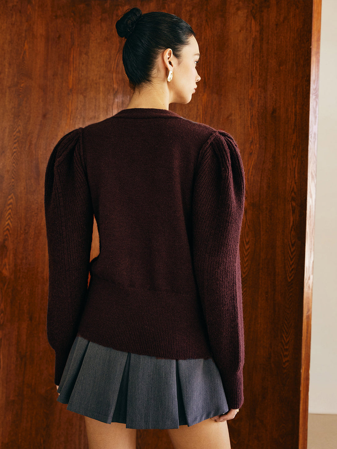 V-Neck Puff-Sleeve Cardigan  Liora Lane Boutique Cardigans