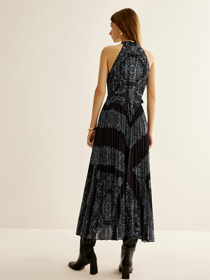 Boheme Sleeveless Pleated Dress With Belt  Liora Lane Boutique Dresses