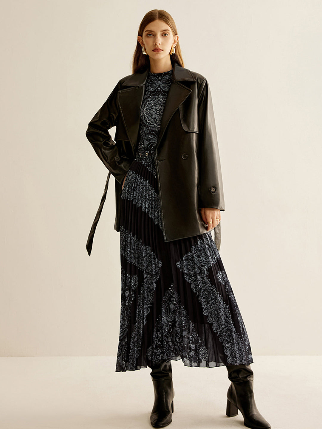Boheme Sleeveless Pleated Dress With Belt  Liora Lane Boutique Dresses