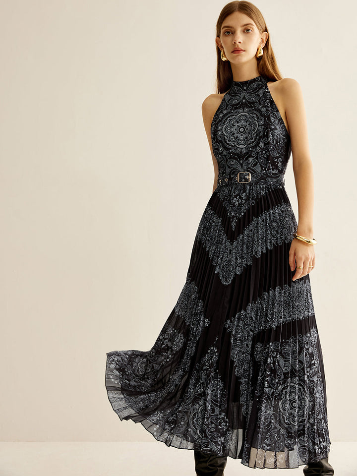 Boheme Sleeveless Pleated Dress With Belt  Liora Lane Boutique Dresses