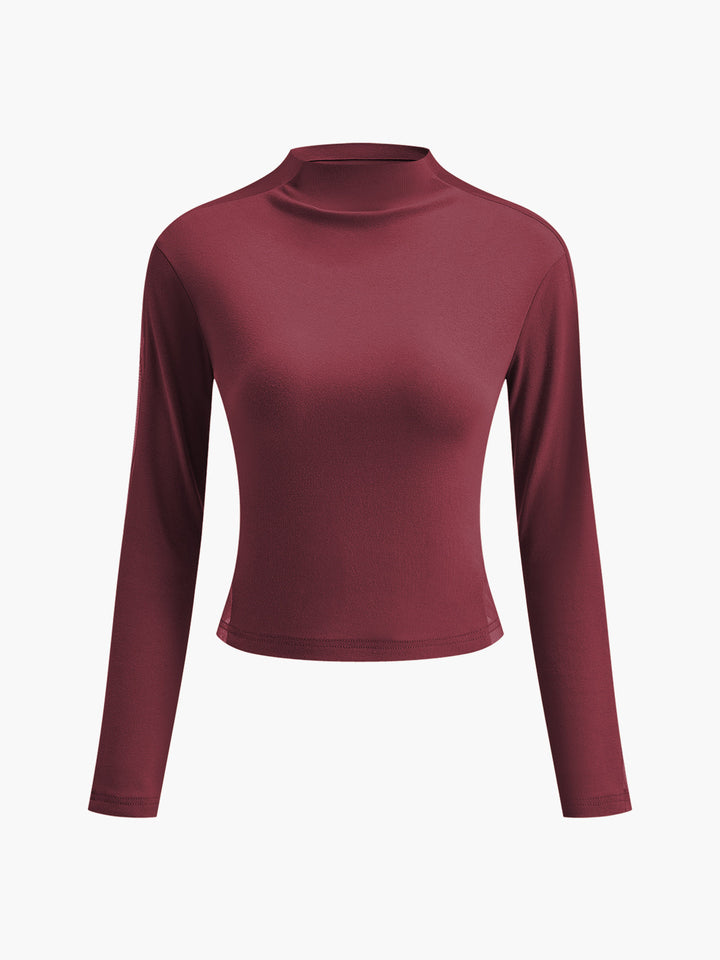 Plain Tulle Mesh Long Sleeve T-Shirt  Liora Lane Boutique T-Shirts Burgundy / XL 24.00