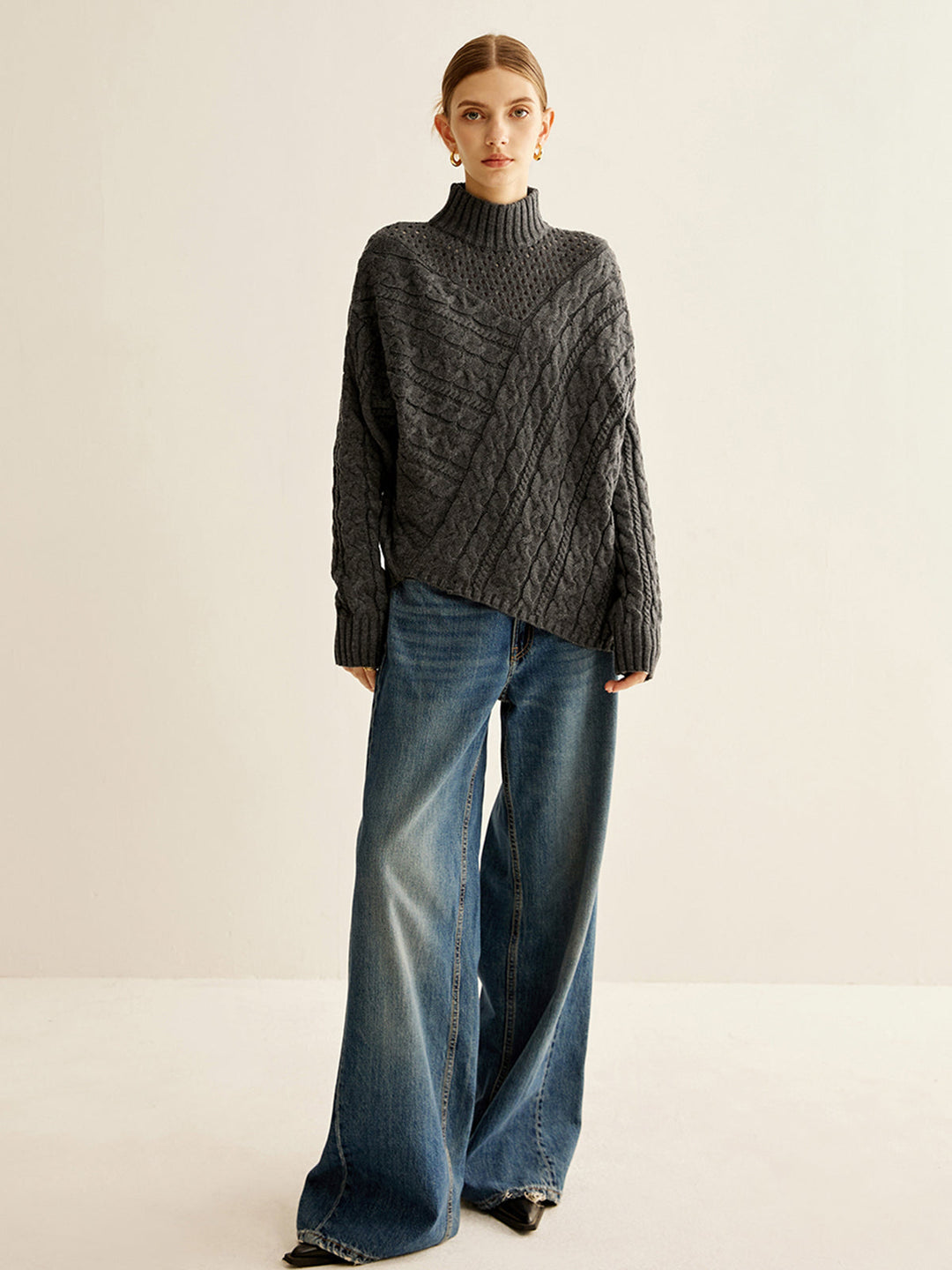 Asymmetrical Mock-Neck Sweater  Liora Lane Boutique Sweaters