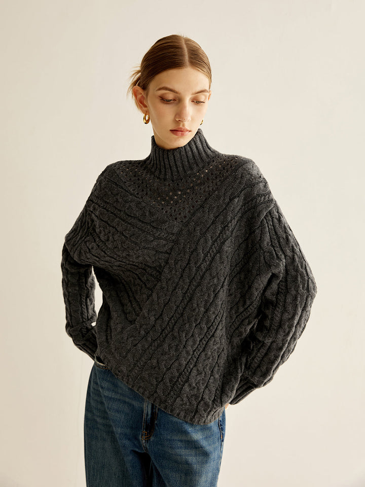 Asymmetrical Mock-Neck Sweater  Liora Lane Boutique Sweaters