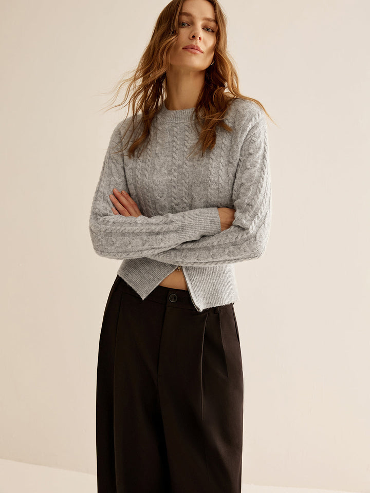 Crew Neck Zipper Design Sweater  Liora Lane Boutique Sweaters