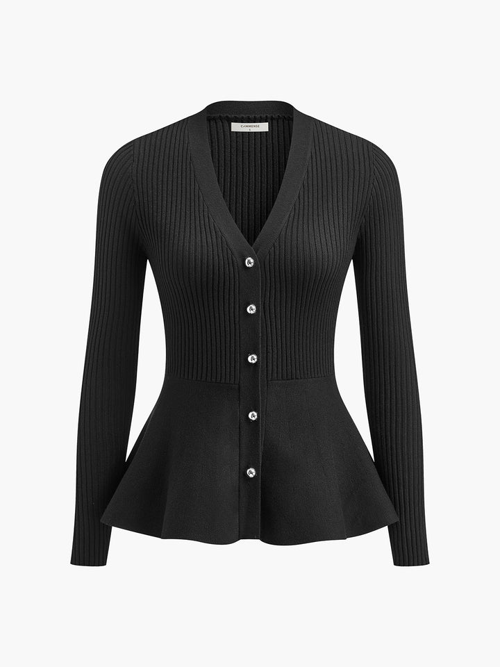 Oversized Ribbed Panel Bud Waist Button Knit Top  Liora Lane Boutique Knit Tops