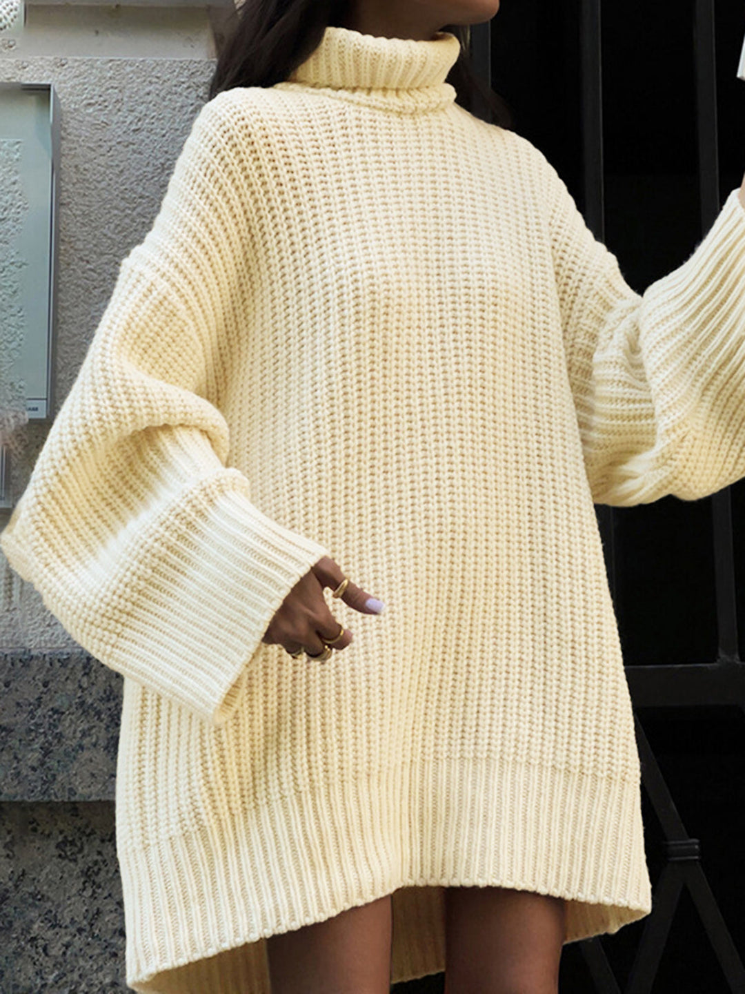 Minimalism Turtleneck Short Sweater Dress  Liora Lane Boutique Sweater Dresses