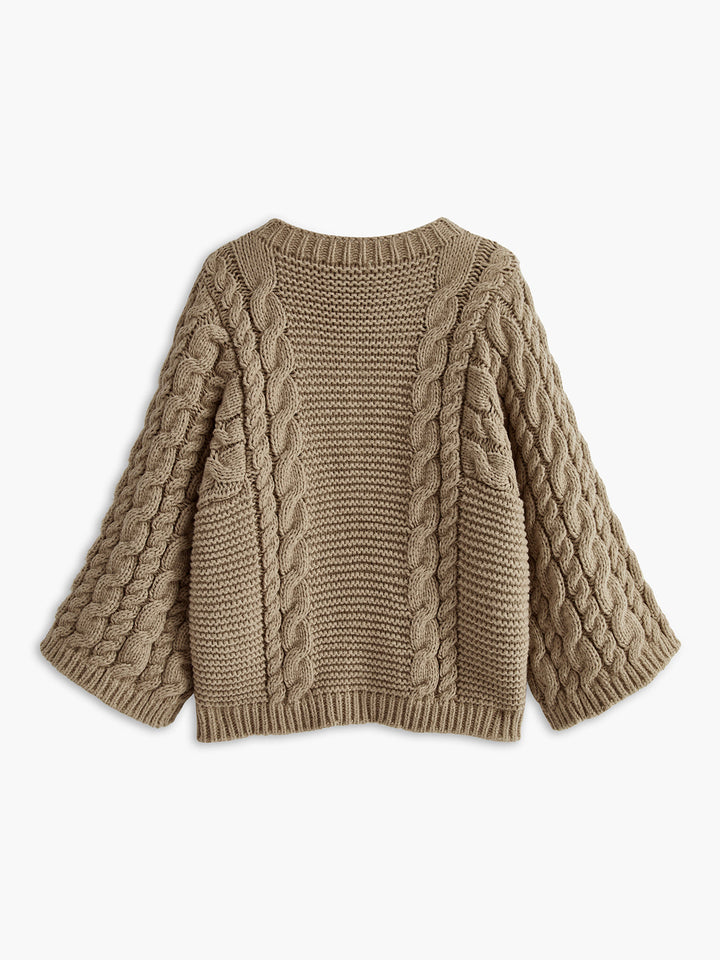 Leisure Round Neck Cable Knit Sweater  Liora Lane Boutique Sweaters