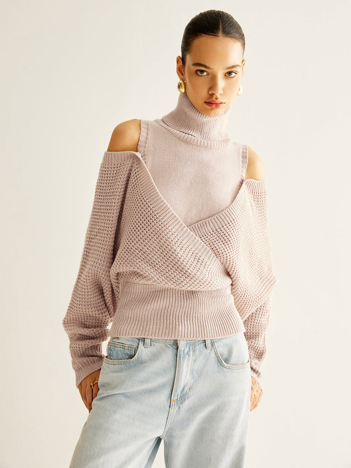 Oversized Wool-Blend Turtleneck Cinched Knit Top  Liora Lane Boutique Knit Tops