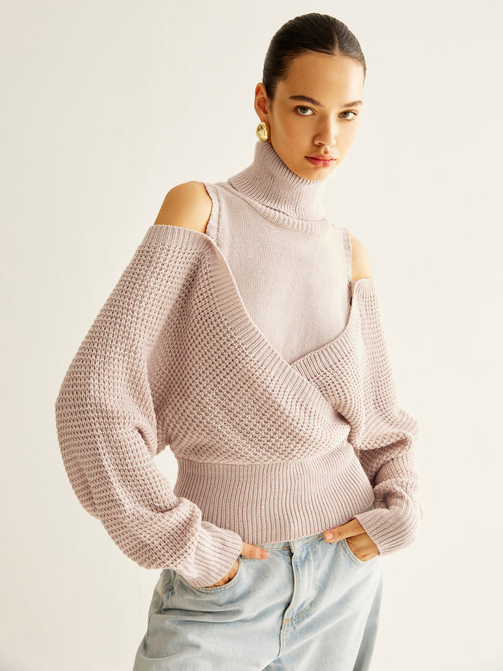 Oversized Wool-Blend Turtleneck Cinched Knit Top  Liora Lane Boutique Knit Tops