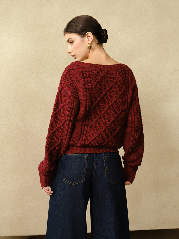 Casual Crew Neck Cable-Knit Top  Liora Lane Boutique Knit Tops