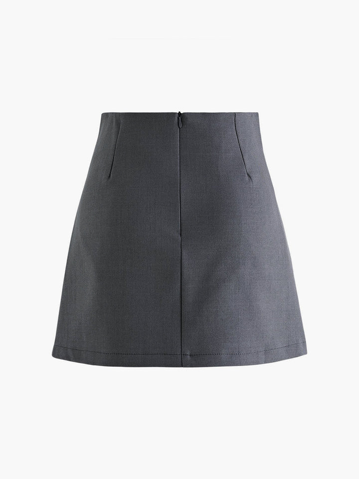 Button Zipper Pleated Suit Skirt  Liora Lane Boutique Skirts