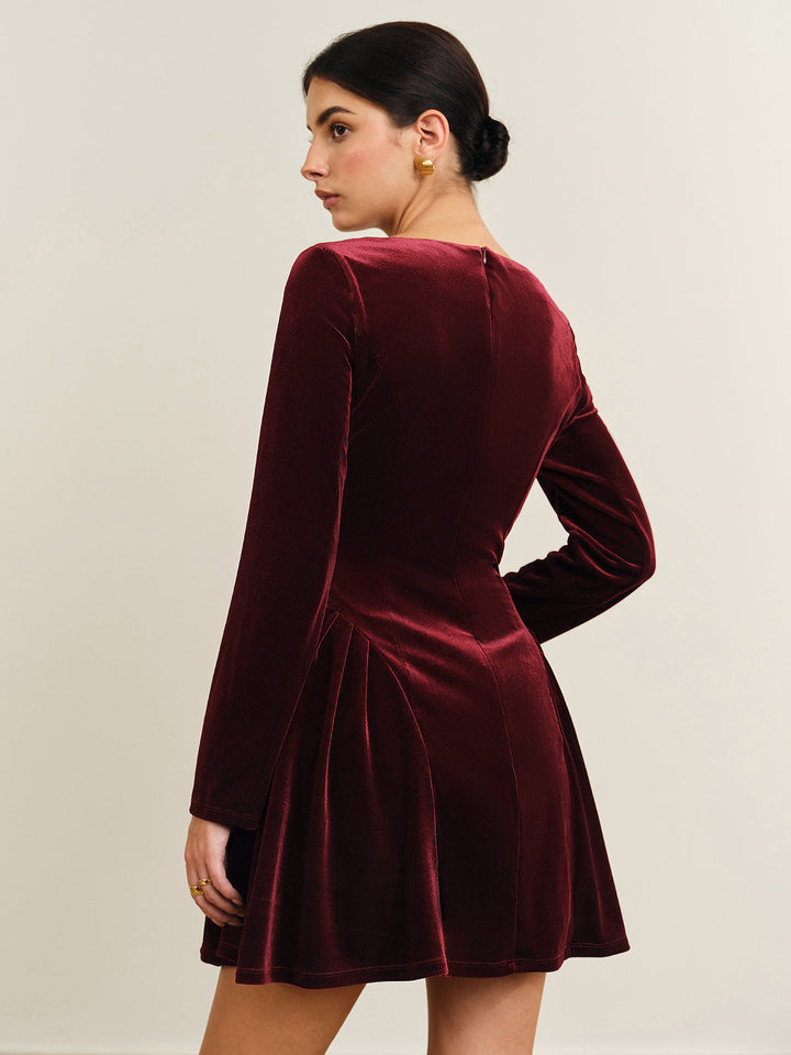 Pleated Panel Velvet Dress  Liora Lane Boutique Dresses