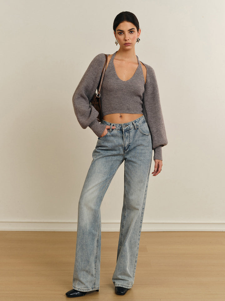 Bee Sleeve Halter Sweater Co-ords  Liora Lane Boutique Sweater Co-ords