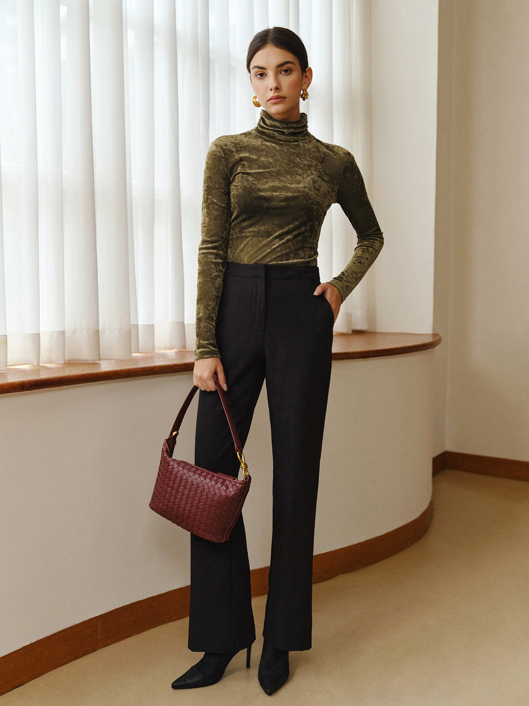 Turtleneck Semi-Sheer Velvet Top  Liora Lane Boutique T-Shirts