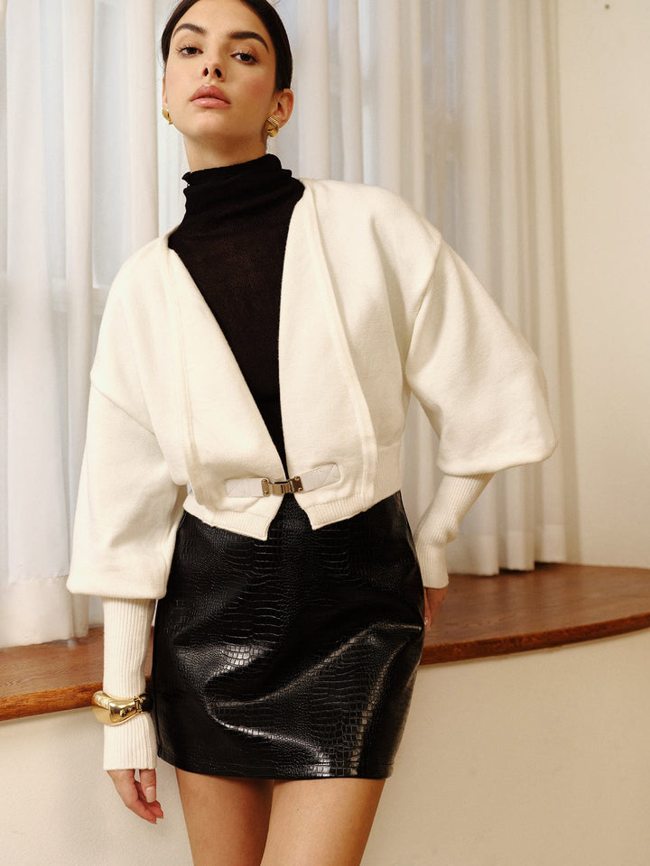 Leg-Of Mutton Sleeve Petite Knit Outerwear  Liora Lane Boutique Knit Outerwear