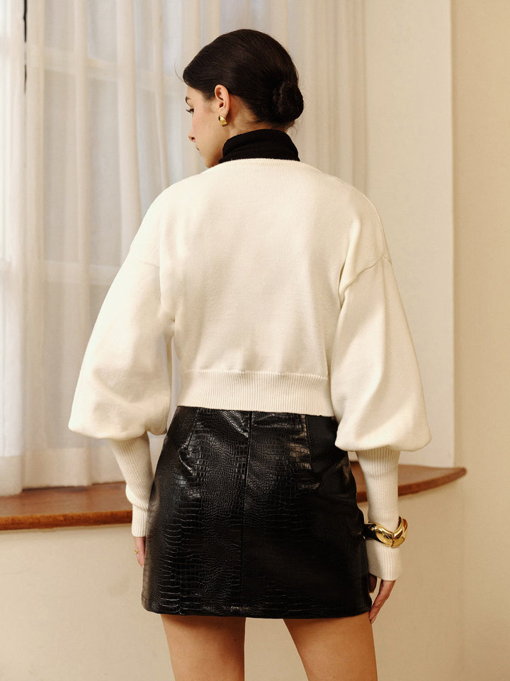 Leg-Of Mutton Sleeve Petite Knit Outerwear  Liora Lane Boutique Knit Outerwear