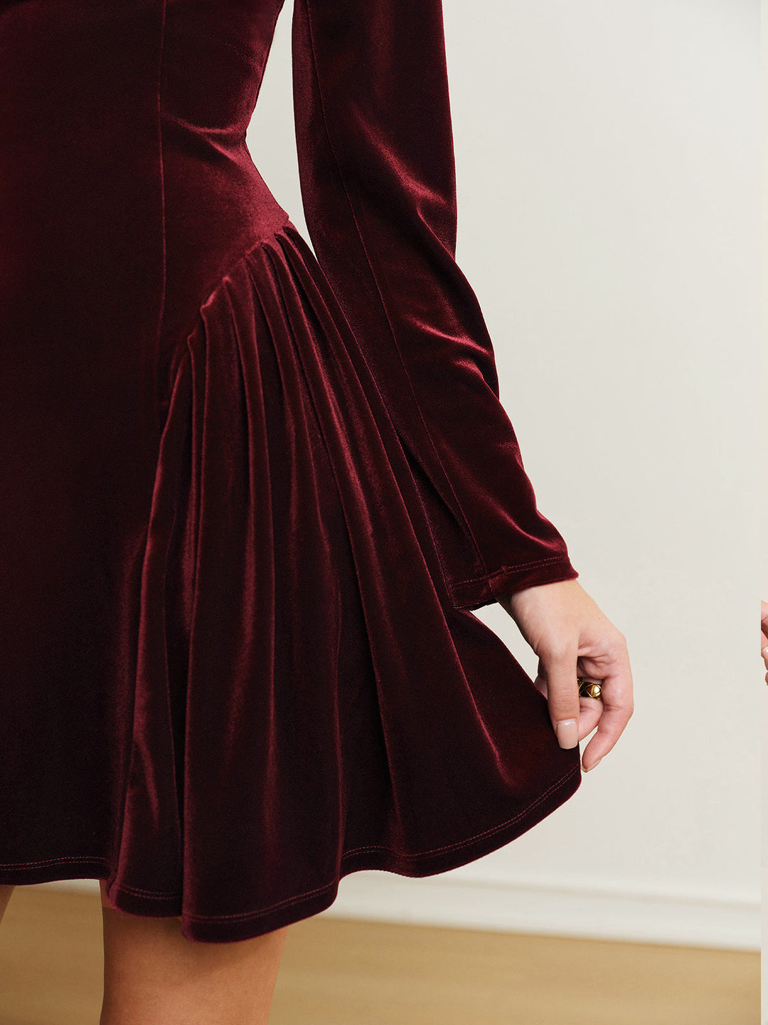 Pleated Panel Velvet Dress  Liora Lane Boutique Dresses