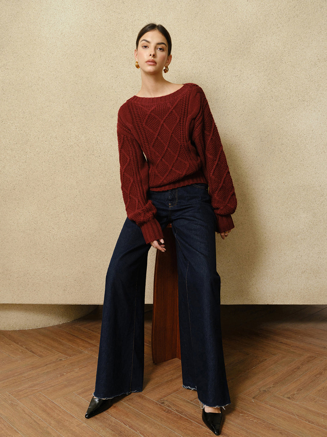 Casual Crew Neck Cable-Knit Top  Liora Lane Boutique Knit Tops