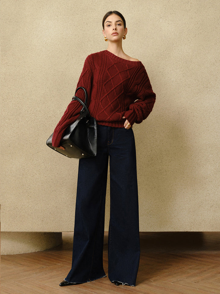 Casual Crew Neck Cable-Knit Top  Liora Lane Boutique Knit Tops