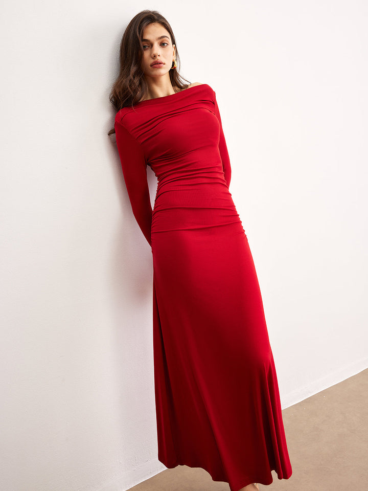 Off-Shoulder Ruffle Knit Dress  Liora Lane Boutique Knit Dresses